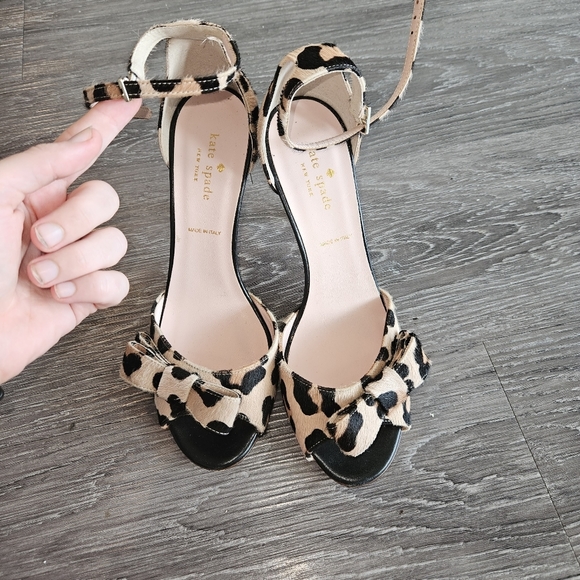 Kate SpadeNew York ismay Leopard Print open toe heel with bow - Picture 1 of 7